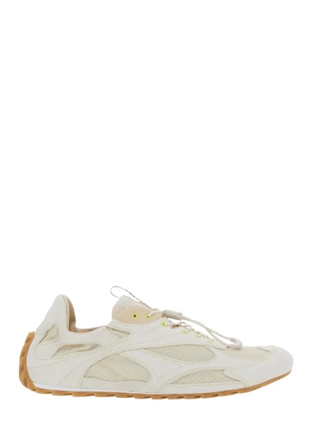 Sneakers 'Orbit Flash' Beige Sneakers with Logo Lettering Detail on the Pull-tab and Elasticized Design in Leather and Tech Fabric for Men