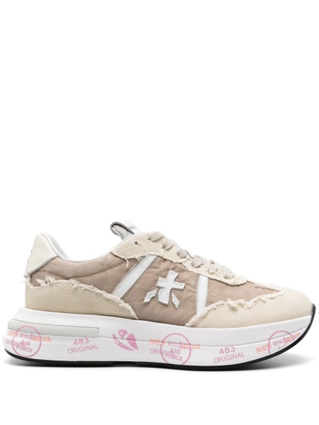 Sneakers Premiata neutri din piele si bumbac