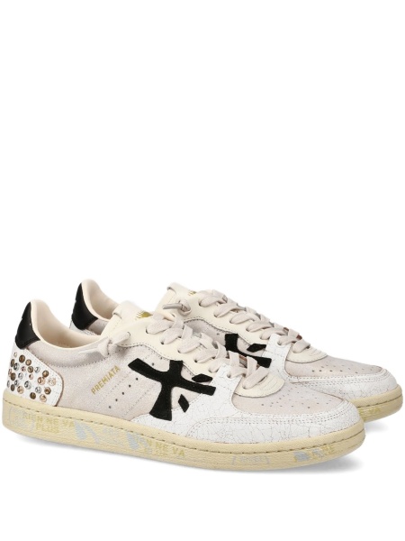 Sneakers Premiata neutri din piele si metal