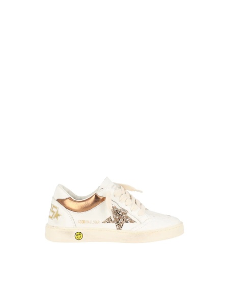 Sneakers SNEAKERS BALLSTAR LEATHER UPPER TOE SPUR AND HEEL LAMINATED COLLAR GLITTER STAR WHITE/GOLD