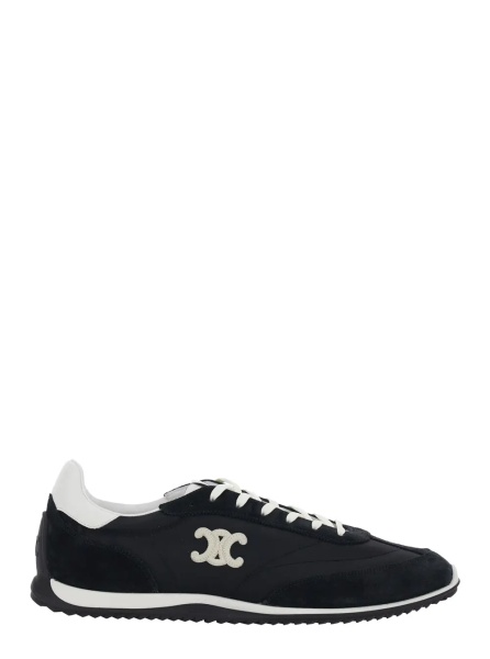 Sneakers Sneakers with Contrast Triomphe Logo in Black Leather for Men