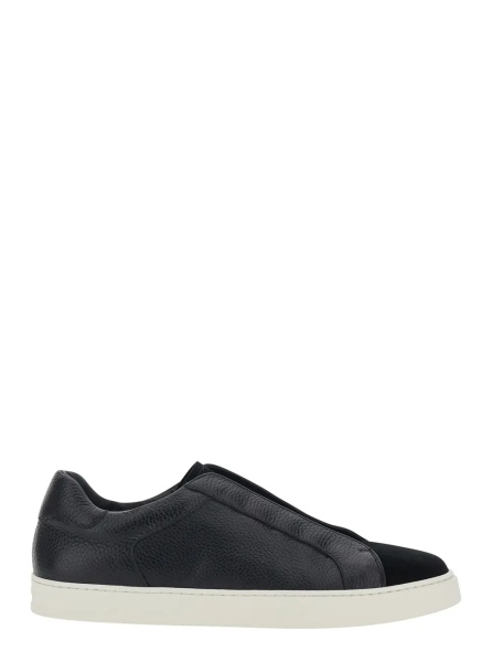 Sneakers 'Spencer' Black Low Top Sneakers with Slip-On design in Leather men
