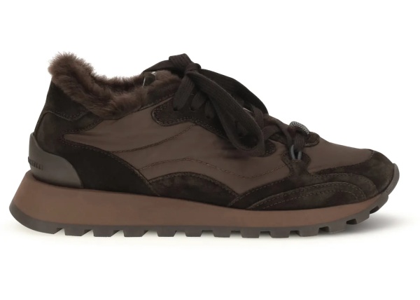 Sneakers Suede and techno fabric Sneakers with shearling lining and monile
