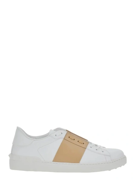 Sneakers Valentino Garavani albi din piele 'Open'