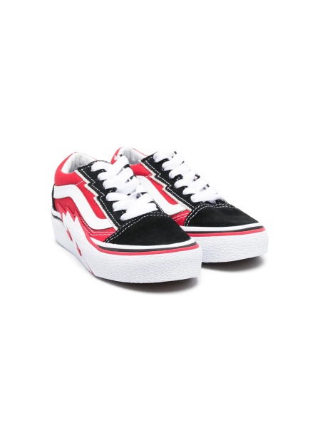 Sneakers Vans rosii din material textil si piele