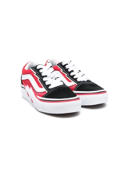 Sneakers Vans rosii din material textil si piele