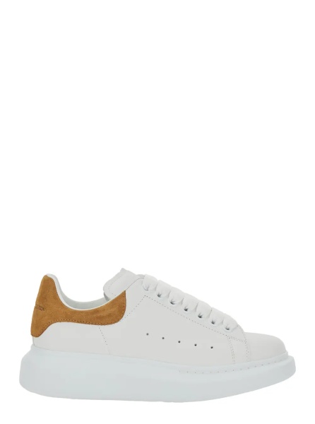 Sneakers White Low Top Sneaker 'Alexander McQueen' with Logo Lettering on the Heel in Leather for Women