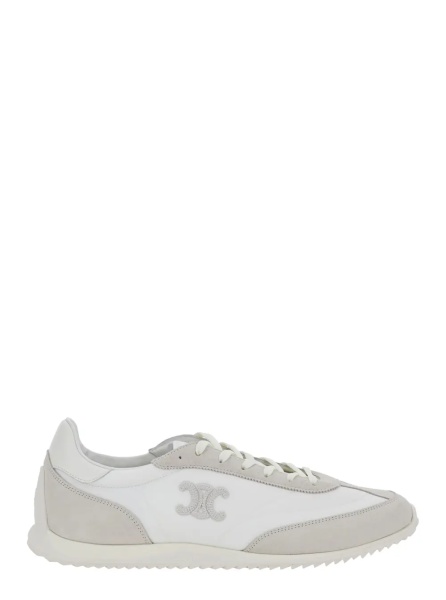 Sneakers White Low Top Sneakers with Triomphe Patch on the Side and Logo Patch on the Tongue in Leather for Men