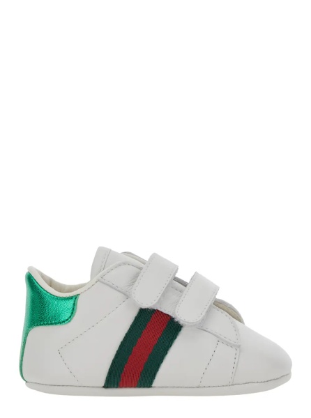 Sneakers White Low top sneakers with Web detail on the side and contrasting heel in leather baby