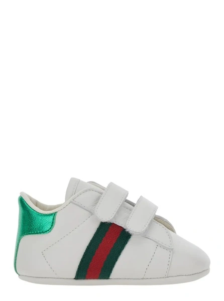 Sneakers White Low top sneakers with Web detail on the side and contrasting heel in leather baby