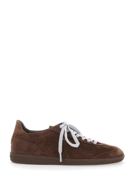 Sneakers 'Zane' Brown Low Top Sneakers with Logo Lettering on the Side in Leather and Tech Fabric for Men