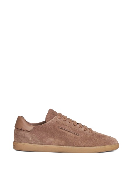 Sneakers ZEGNA maro din piele si piele intoarsa