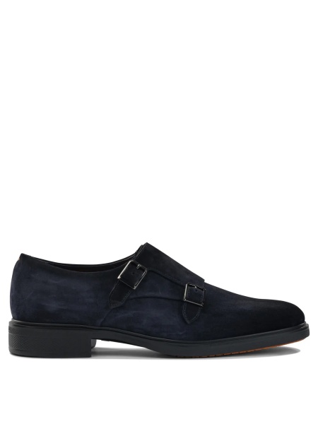 Suede double buckle loafers