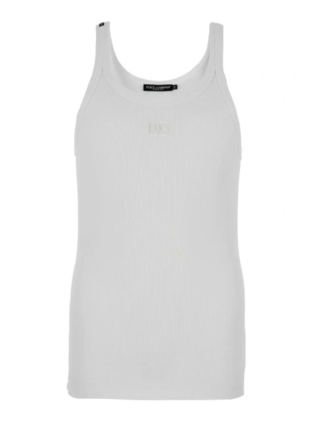 Top Dolce & Gabbana alb din bumbac