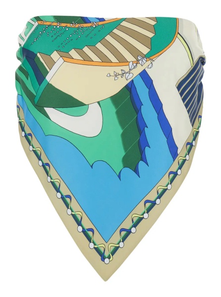 Topuri multicolor Top with all-over print and square neckline in silk for women