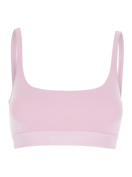 Topuri Pink Top Bralette with Wide Neckline and logo lettering on the Front in Modal Stretch Women