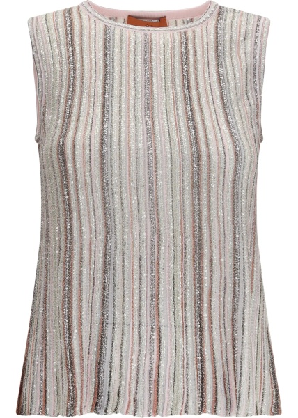 Topuri Sleeveless ribbed sequin Top