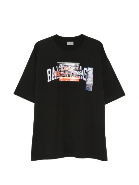 Tricou Balenciaga negru din bumbac