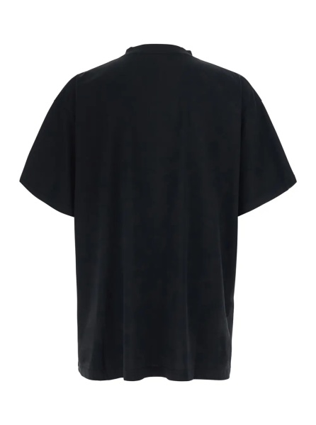 Tricou Black Crew Neck T-Shirt with Maxi Logo Print on the Front in Cotton for Men