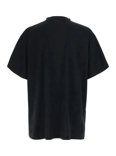 Tricou Black Crew Neck T-Shirt with Maxi Logo Print on the Front in Cotton for Men