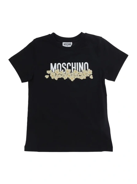 Tricou Black T-shirt with round neck and Logo lettering on the front in cotton Boy