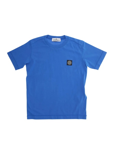 Tricou Blue T-Shirt with Round Neck and Logo Patch on the Front in Cotton Boy