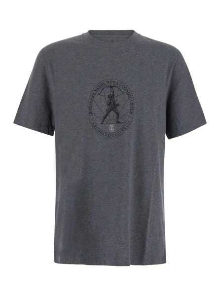 Tricou Brunello Cucinelli gri din bumbac