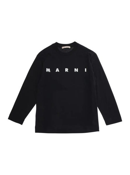 Tricou Crew Neck T-shirt with logo lettering on the front in Black Cotton Boy