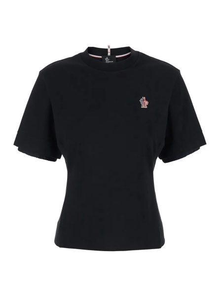 Tricou Crew Neck T-Shirt with Logo on Front and Back in Tech Fabric Black Women