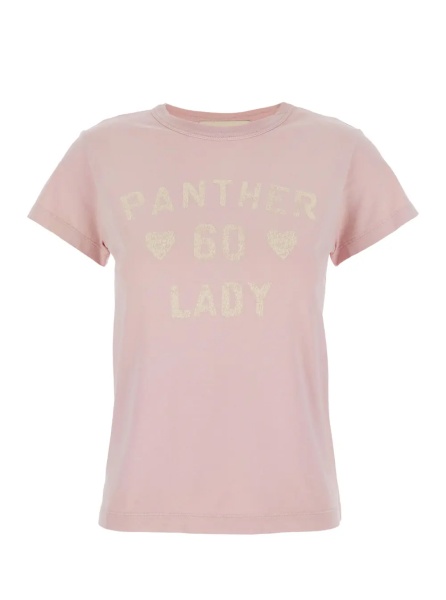 Tricou Crew Neck T-Shirt with Maxi Logo on Front and Back in Pink Cotton Jersey for Women