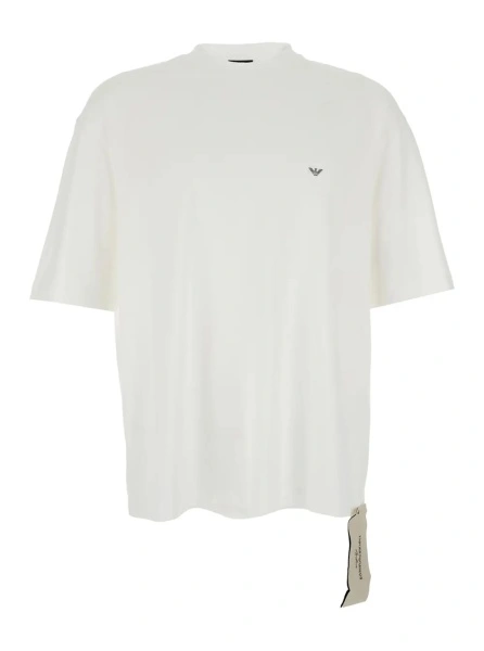 Tricou Emporio Armani alb din bumbac