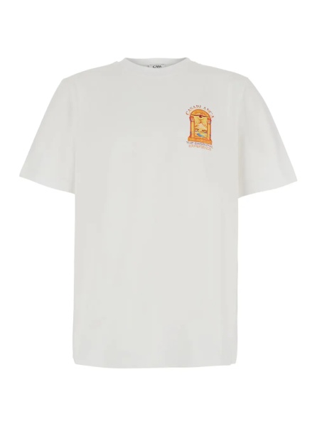 Tricou HERMONS MIRAGE ARCH PRINTED CLASSIC T-SHIRT with short sleeves and round neckline in White Cotton Men