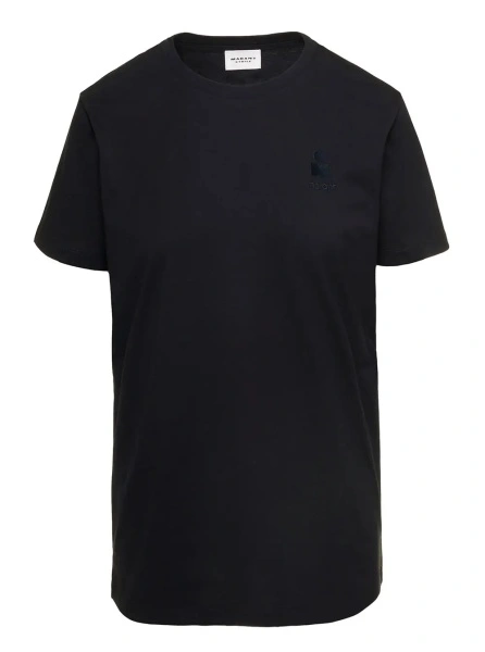 Tricou Isabel Marant negru din bumbac si jerse
