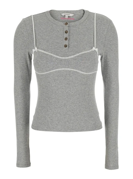 Tricou Markgong gri din bumbac si elastan