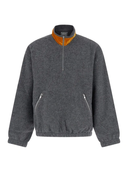 Tricou MENS T-SHIRT with round neck and long sleeves in gray wool and polyester for men