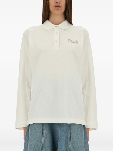 Tricou Polo Baum und Pferdgarten alb