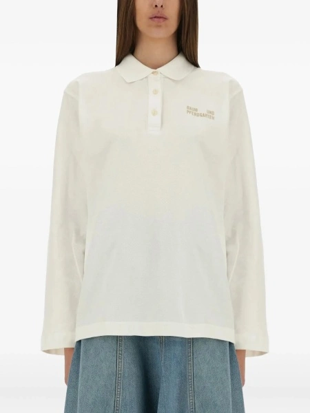 Tricou Polo Baum und Pferdgarten alb