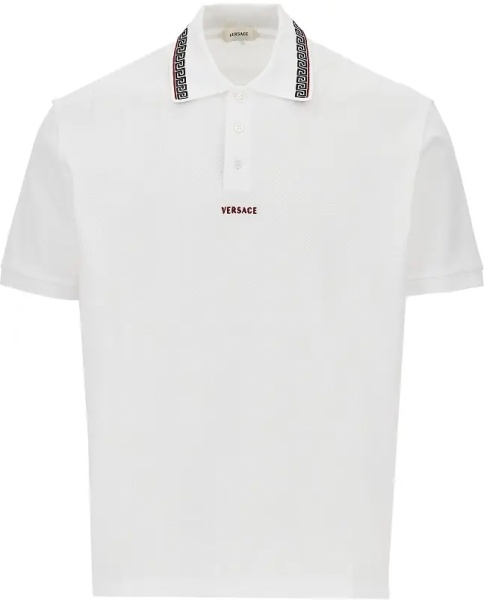 Tricou Polo Cotton polo shirt with Greca motif