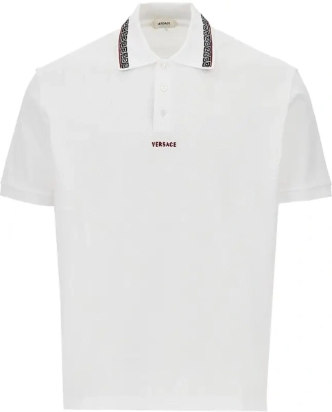 Tricou Polo Cotton polo shirt with Greca motif