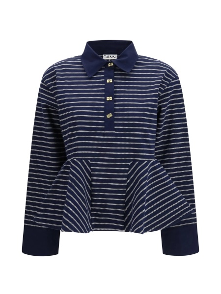 Tricou Polo Ganni albastru
