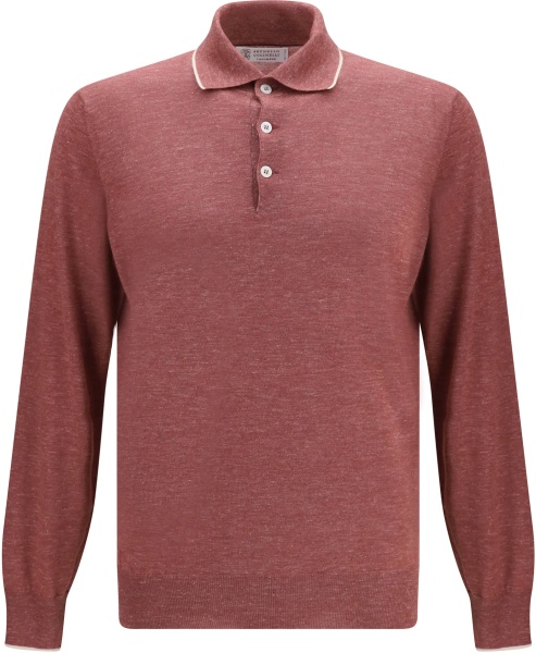 Tricou Polo Lightweight cashmere, silk and hemp knit Polo