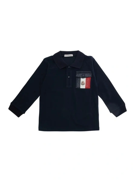 Tricou polo Moncler albastru din bumbac