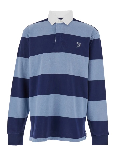 Tricou Polo "Rugby" Multicolor Polo Shirt with Logo Embroidery on the Front and All-Over Striped Motif in Cotton Man