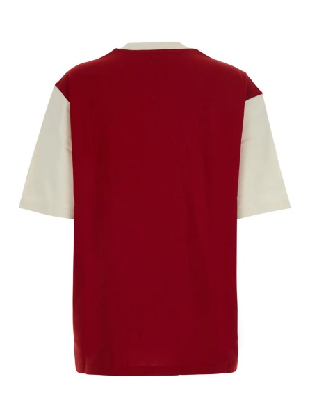Tricou red T-shirt with embroidered logo on the front in cotton for women