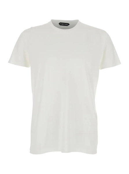 Tricou T-Shirt 'cotton silk ss' White with Round Neck in Cotton and Silk Men