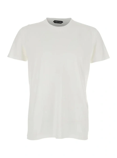 Tricou T-Shirt 'cotton silk ss' White with Round Neck in Cotton and Silk Men