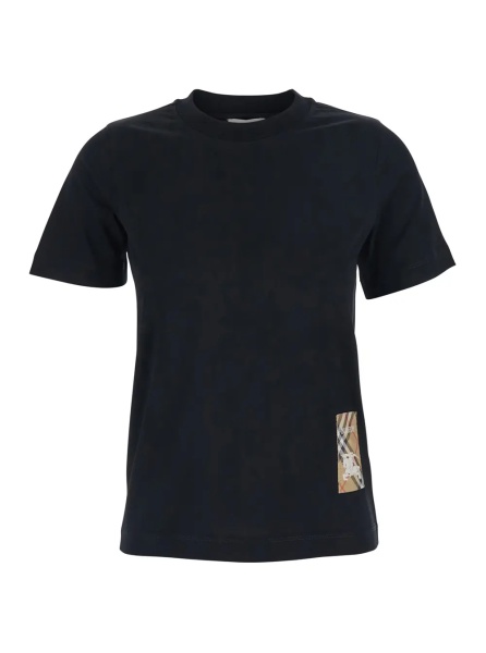 Tricou T-Shirt with Logo Application on the Front in Black Cotton for Women