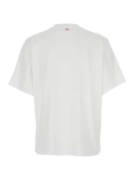 Tricou White Cotton Crew Neck T-shirt with Front Lettering Slogan for Women