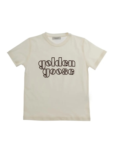 Tricou White Crew Neck T-Shirt with logo lettering on the front in Cotton Boy