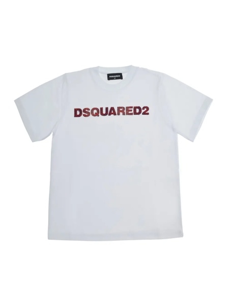 Tricou White Crew neck T-shirt with Logo lettering on the front in Cotton Boy